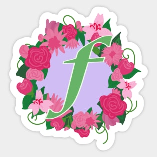 Monogram F, Personalized Floral Initial Sticker